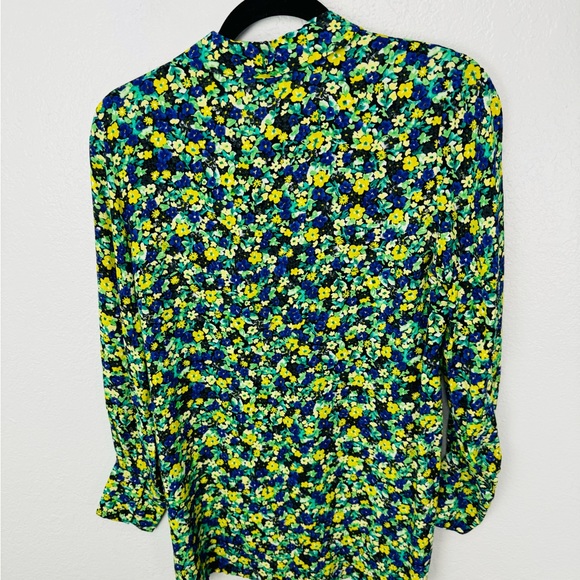 Zara Long Sleeve 100% Viscose Lightweight Bold Floral Button Down Blouse Shirt - Picture 6 of 6